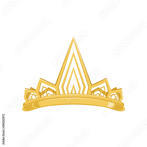 Golden ancient crown for king or monarch, queen or princess tiara vector Illustration
