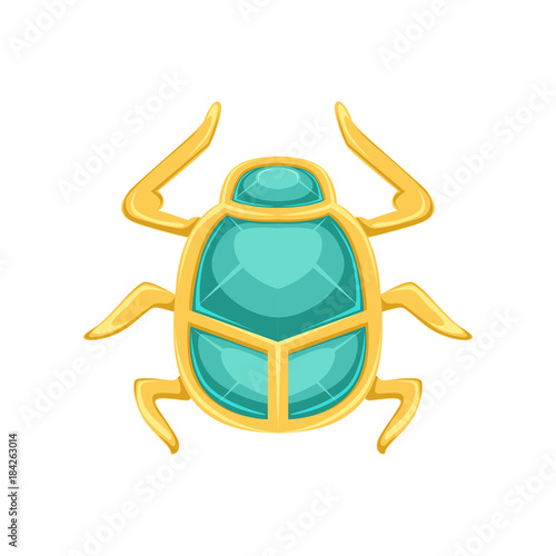 Egyptian scarab beetle, sacred bug a symbol of the sun vector Illustration