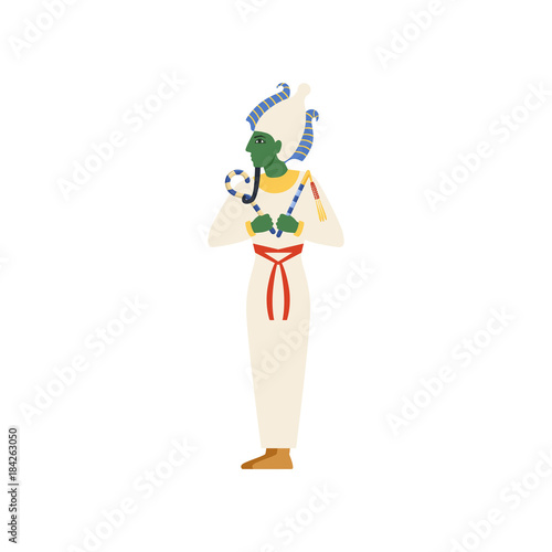 Osiris, the God of the underworld, Egyptian ancient culture vector Illustration
