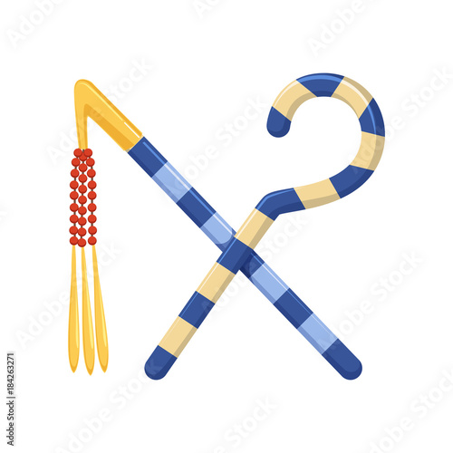 Rod and Whip, Egyptian ancient symbols of power vector Illustration