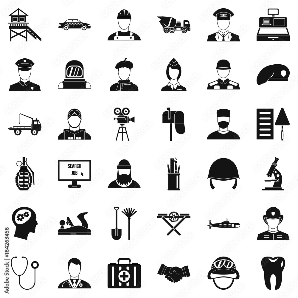 Recruitment icons set, simple style Recruitment icons set, simple style