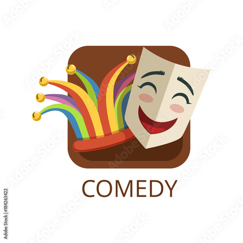 Comedy cinema or theatre genre, cinematography, movie production vector Illustration