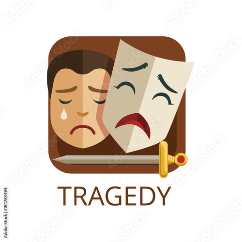 Tragedy cinema or theatre genre, cinematography, movie production vector Illustration