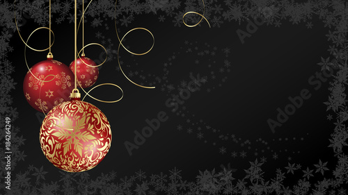 Editable Christmas background with ornaments in red and gold tones for congratulations