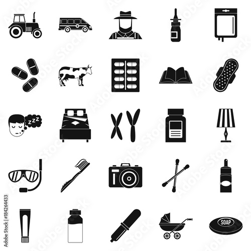 Child education icons set, simple style
