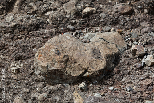Fototapeta Volcanic tuff with large rock fragments