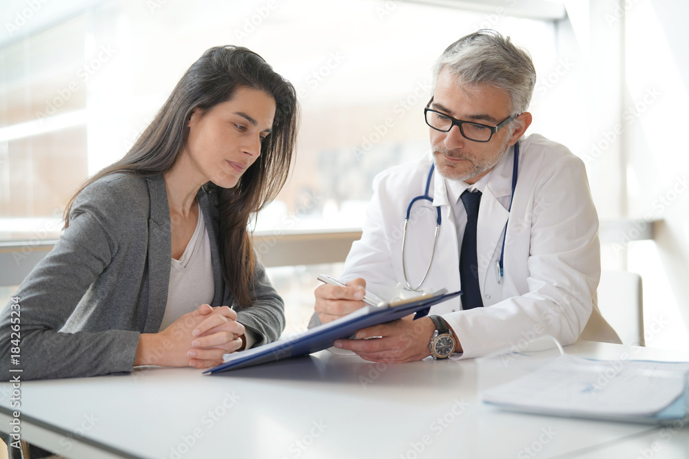 Patient meeting doctor for medical prescription Patient meeting doctor for medical prescription