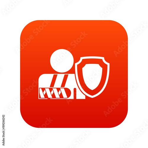 oken arm and safety shield icon digital red photo