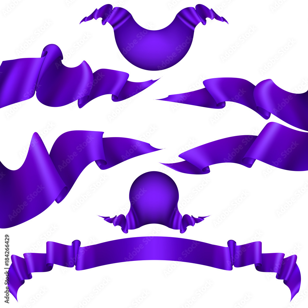 Obraz premium Realistic purple decorative ribbon. EPS 10 vector