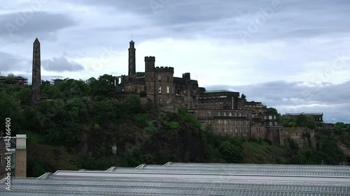 August 2017: View of the main castle of the city from the roof of Waverly station. August 2017 in Edinburgh