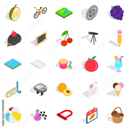 Education of children icons set, isometric style