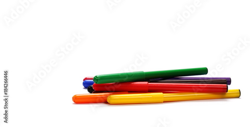 Colorful felt pen markers isolated on white background