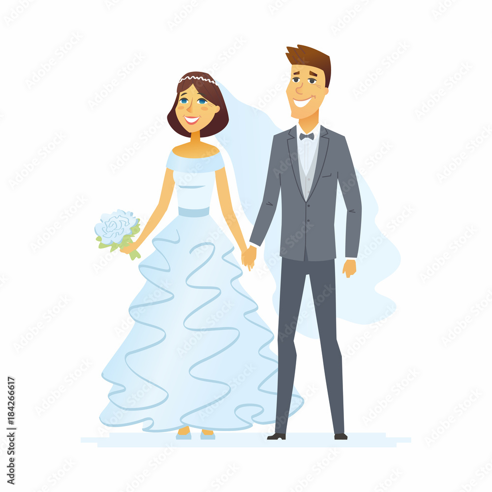 Wedding - cartoon people characters isolated illustration