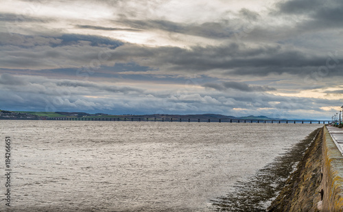 Looking Across the River Tay Dundee Towards the Rail Bridge in the Distance.