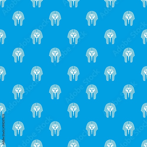 Tutankhamen mask pattern seamless blue