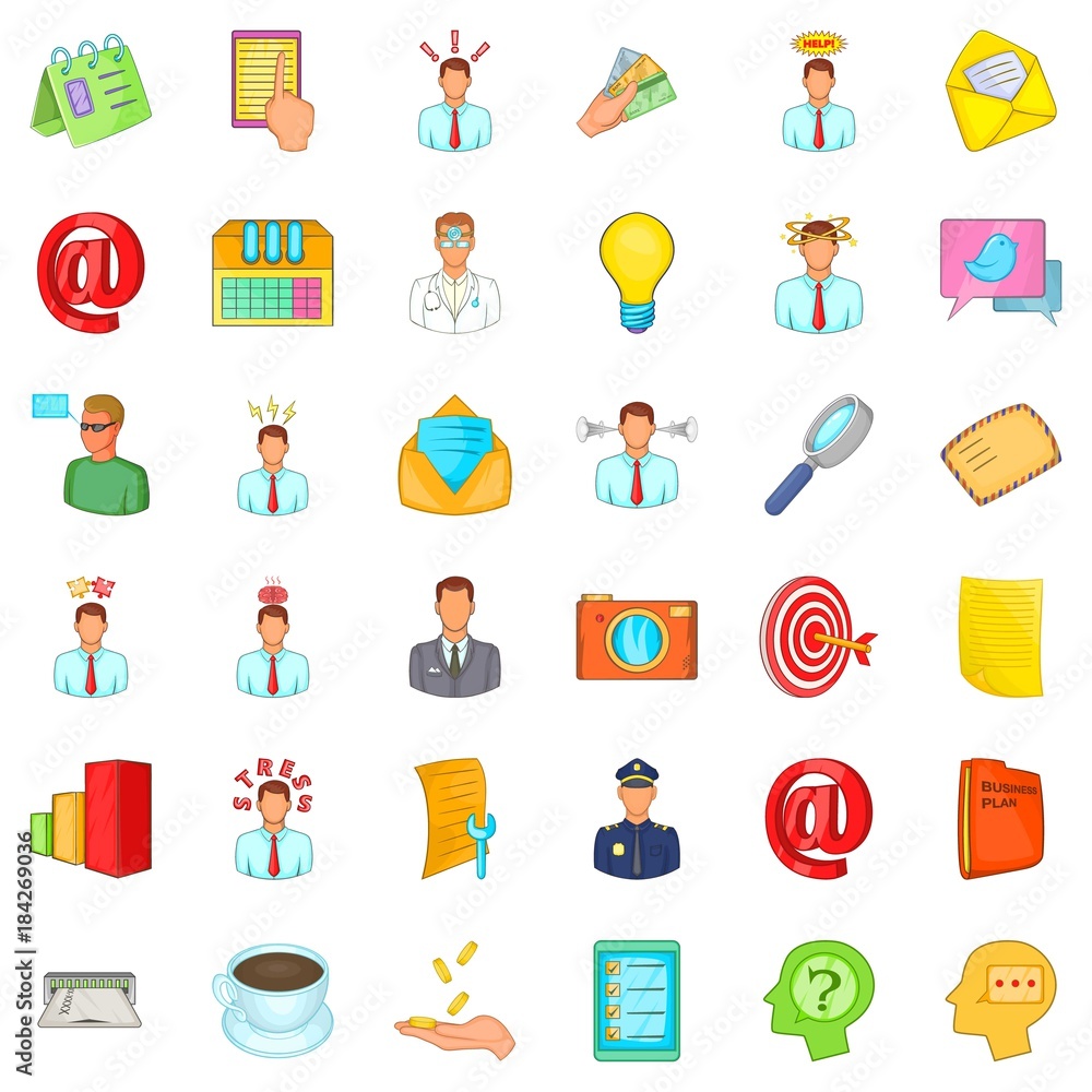 Finance document icons set, cartoon style Finance document icons set, cartoon style
