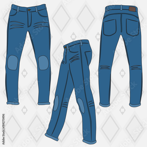 male blue jeans from different angles