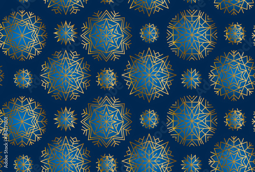 Abstract snowflakes elements seamless pattern. Christmas celebration winter s...