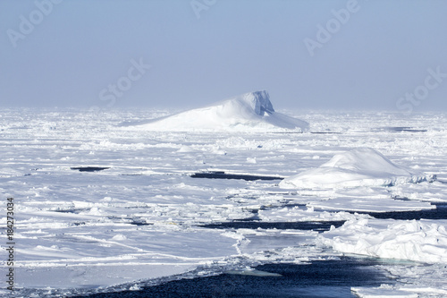 Icebergs and frozen ocean