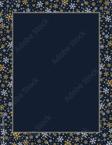 Gold and white snowflakes winter themed frame