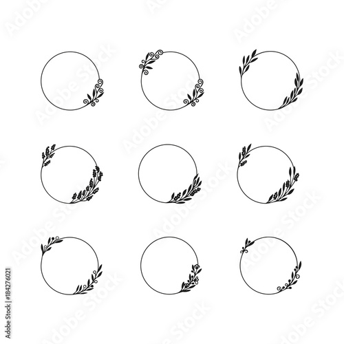 Set of 9 floral round wreaths 