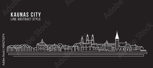 Cityscape Building Line art Vector Illustration design - Kaunas city photo