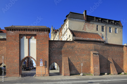 Poland, Greater Poland province, Torun - 2012/07/08: Defence walls of old town and Philadelphia Boulevard in Torun