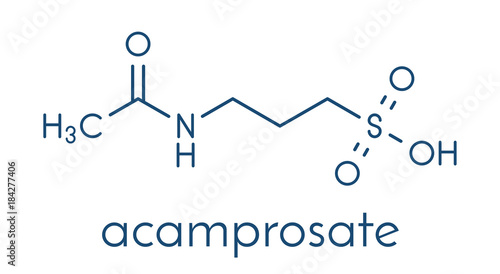 Acamprosate alcoholism treatment drug molecule. Skeletal formula.