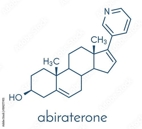 Abiraterone prostate cancer drug molecule. Skeletal formula.