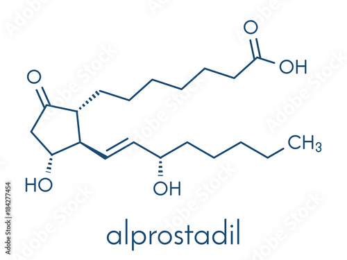 Alprostadil (prostaglandin E1) erectile dysfunction drug molecule. Skeletal formula.