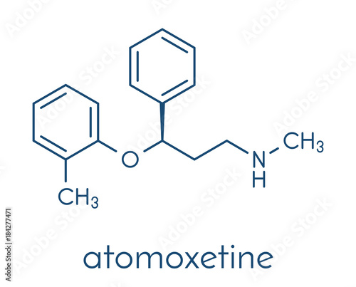Atomoxetine attention-deficit hyperactivity disorder (ADHD) drug molecule. Skeletal formula.