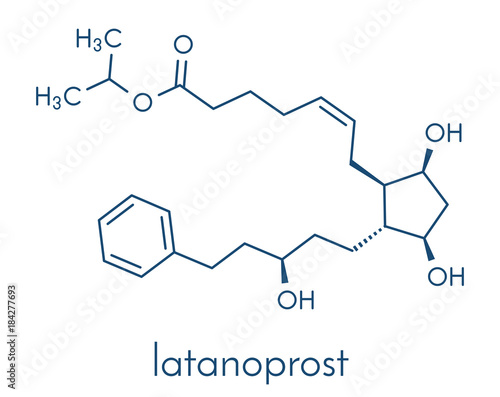 Latanaprost glaucoma drug molecule. Skeletal formula.