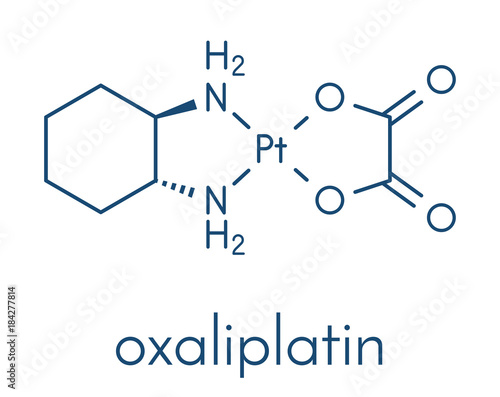 Oxaliplatin cancer chemotherapy drug molecule. Skeletal formula.