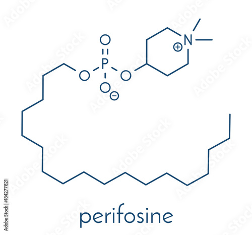 Perifosine investigational cancer drug molecule. Skeletal formula. photo