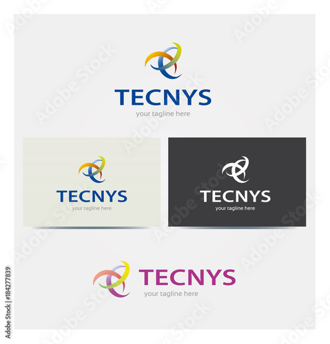 Logo Technologie Multicolore Icone Carte de Visite et Charte Graphique Entreprise Plusieurs Couleurs
