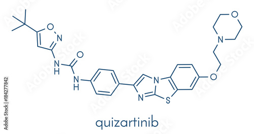 Quizartinib investigational acute myeloid leukemia (AML) drug, chemical structure Skeletal formula.