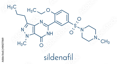 Sildenafil erectile dysfunction drug molecule. Skeletal formula.
