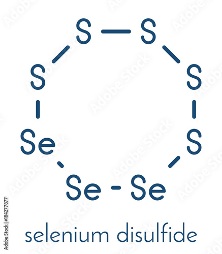 Selenium disulfide dandruff shampoo active ingredient molecule. Selenium sulfide has antifungal properties. Skeletal formula.