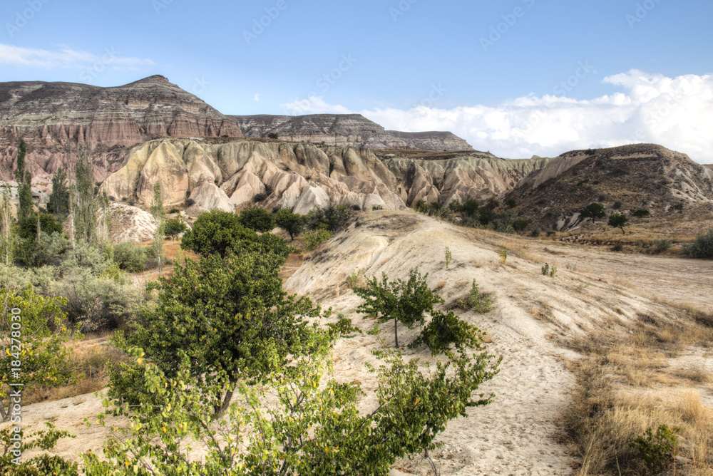 Inside the red and rose valley in Cappadocia in Turkey
