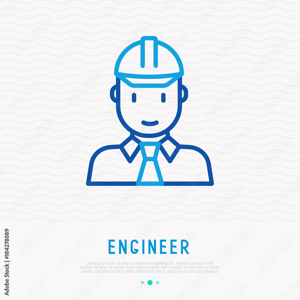 Engineer in construction helmet thin line icon. Modern vector illustration for logo of handyman. Engineer in construction helmet thin line icon. Modern vector illustration for logo of handyman.