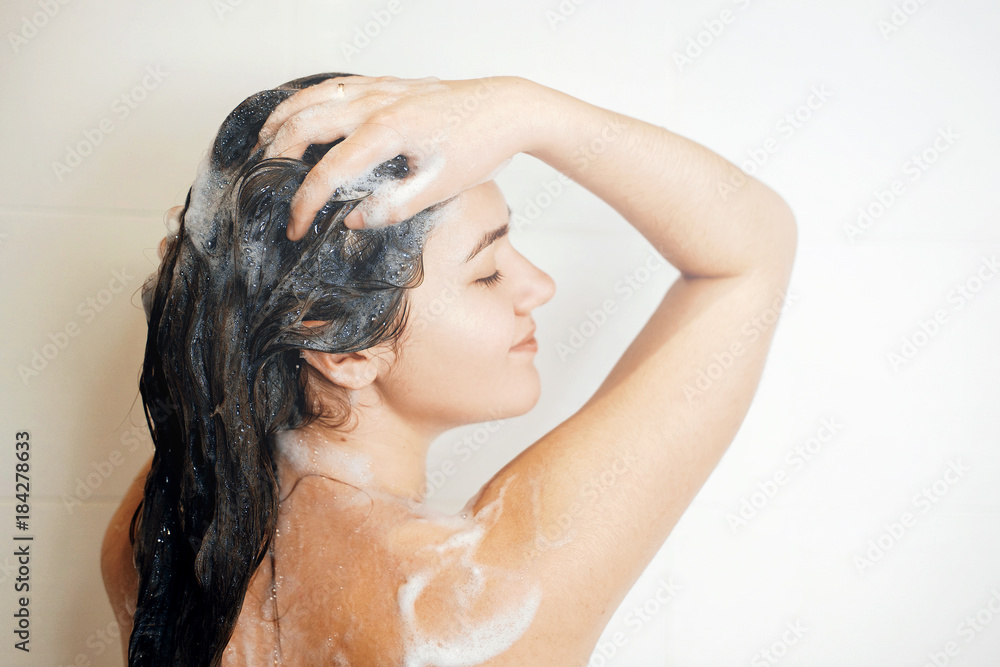 Girlfriend taking a wet shower