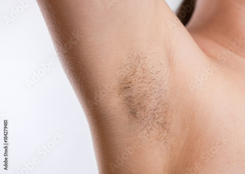 Woman with armpit hair, female hairy armpit,