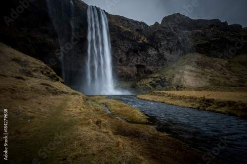 Landscape around Skogafoss waterfall in Iceland 