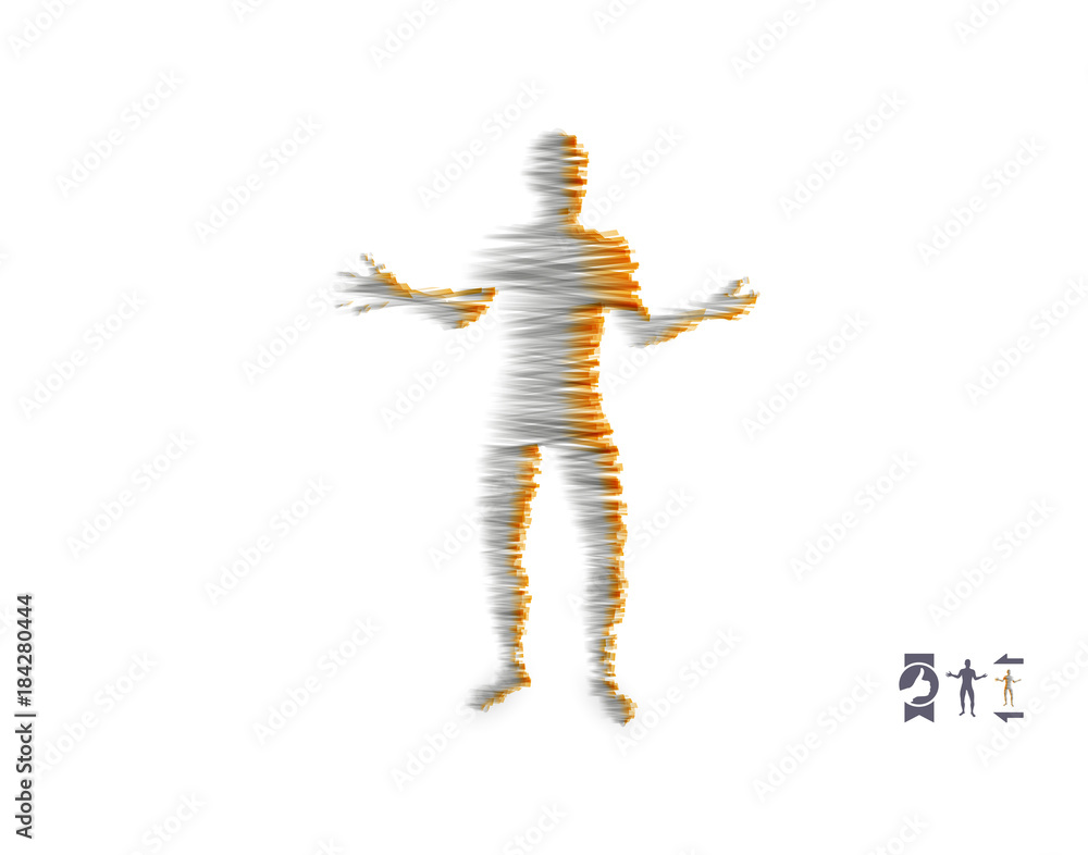 Man spreads hands to sides. Man doing balance gesture. Concept communication. Vector illustration. Man spreads hands to sides. Man doing balance gesture. Concept communication. Vector illustration.
