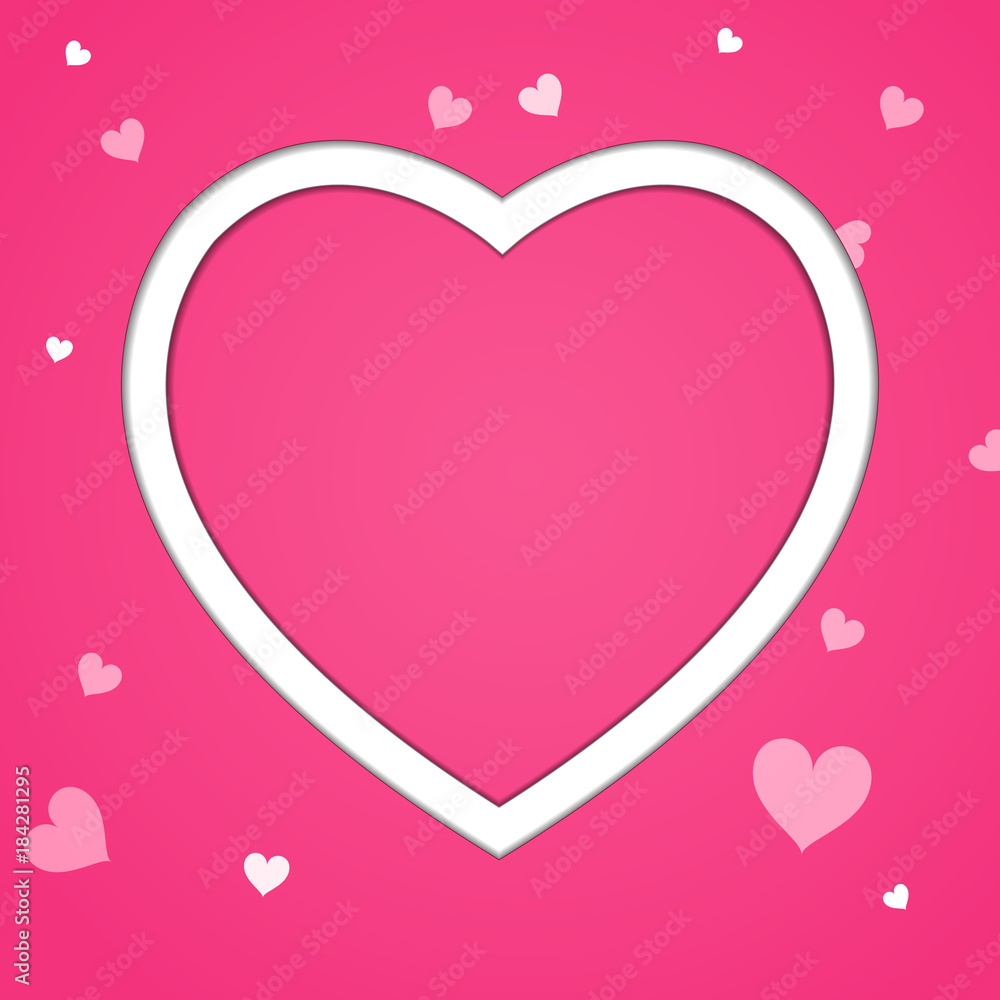 Pink background with hearts for Valentine's day