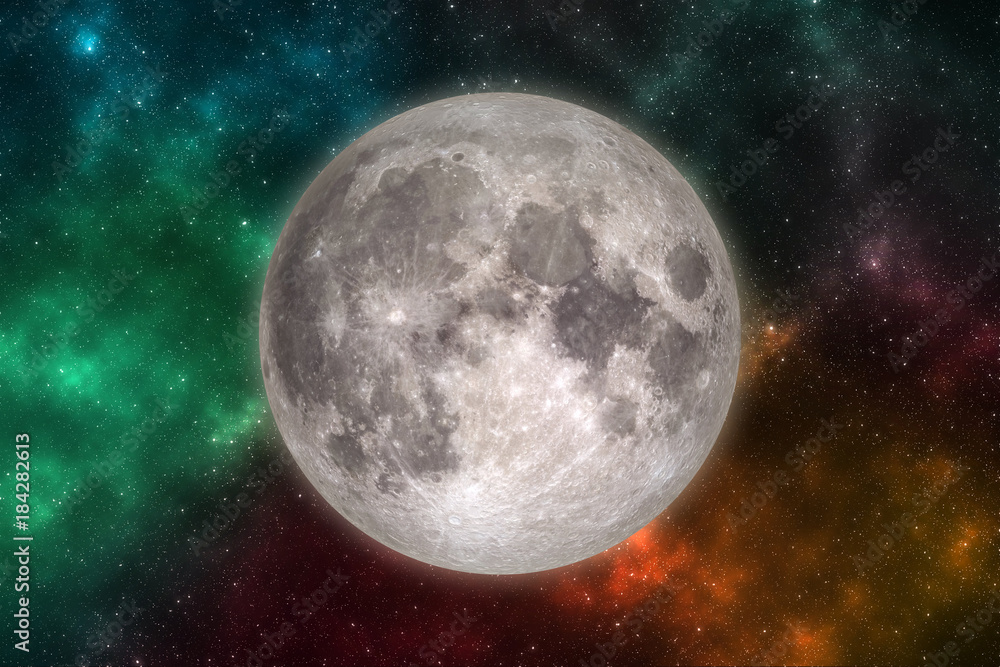 Moon in outer space. Elements of this image furnished by NASA