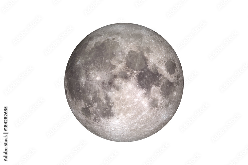 Obraz premium Księżyc na białym tle. Elementy tego zdjęcia dostarczone przez NASA