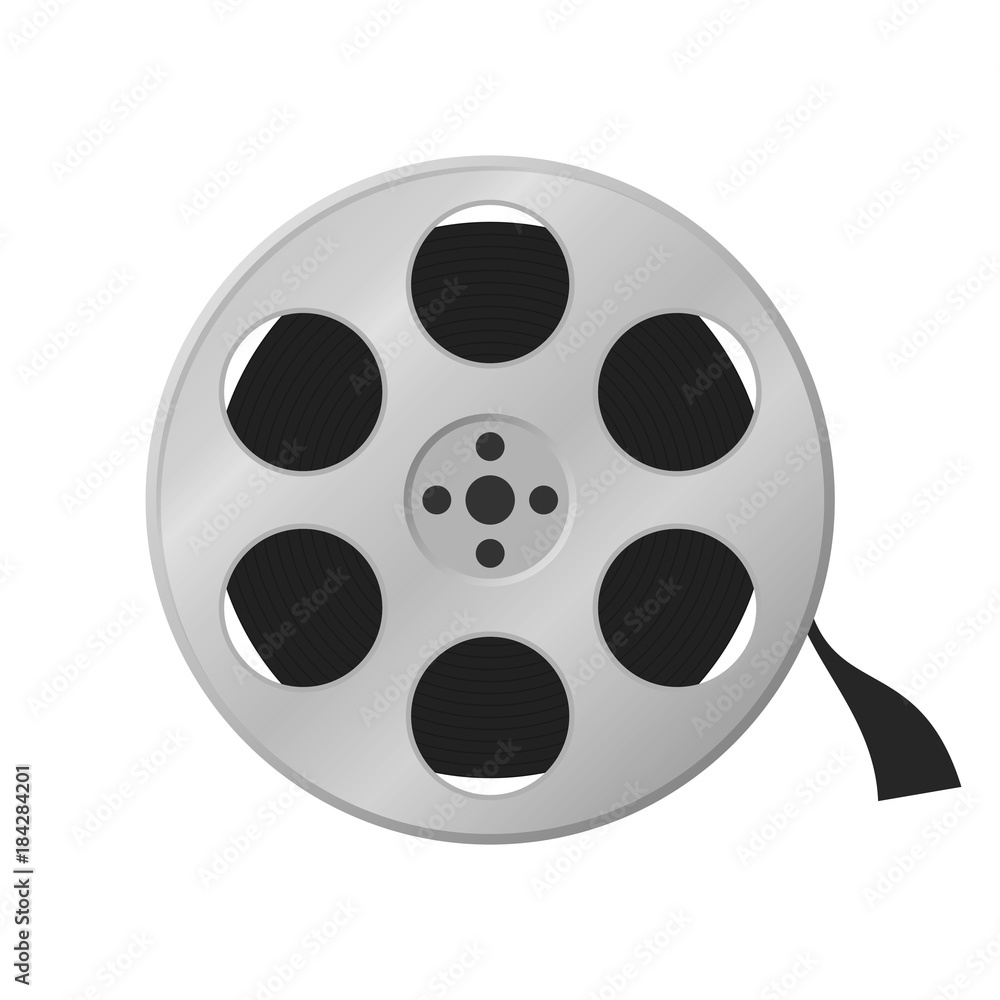 Film reel isolated on white background. Watch movie in the cinema vector illustration