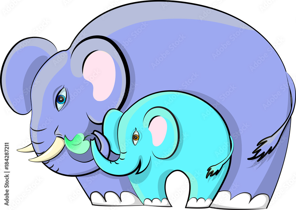 Fototapeta premium elephant with a baby elephant