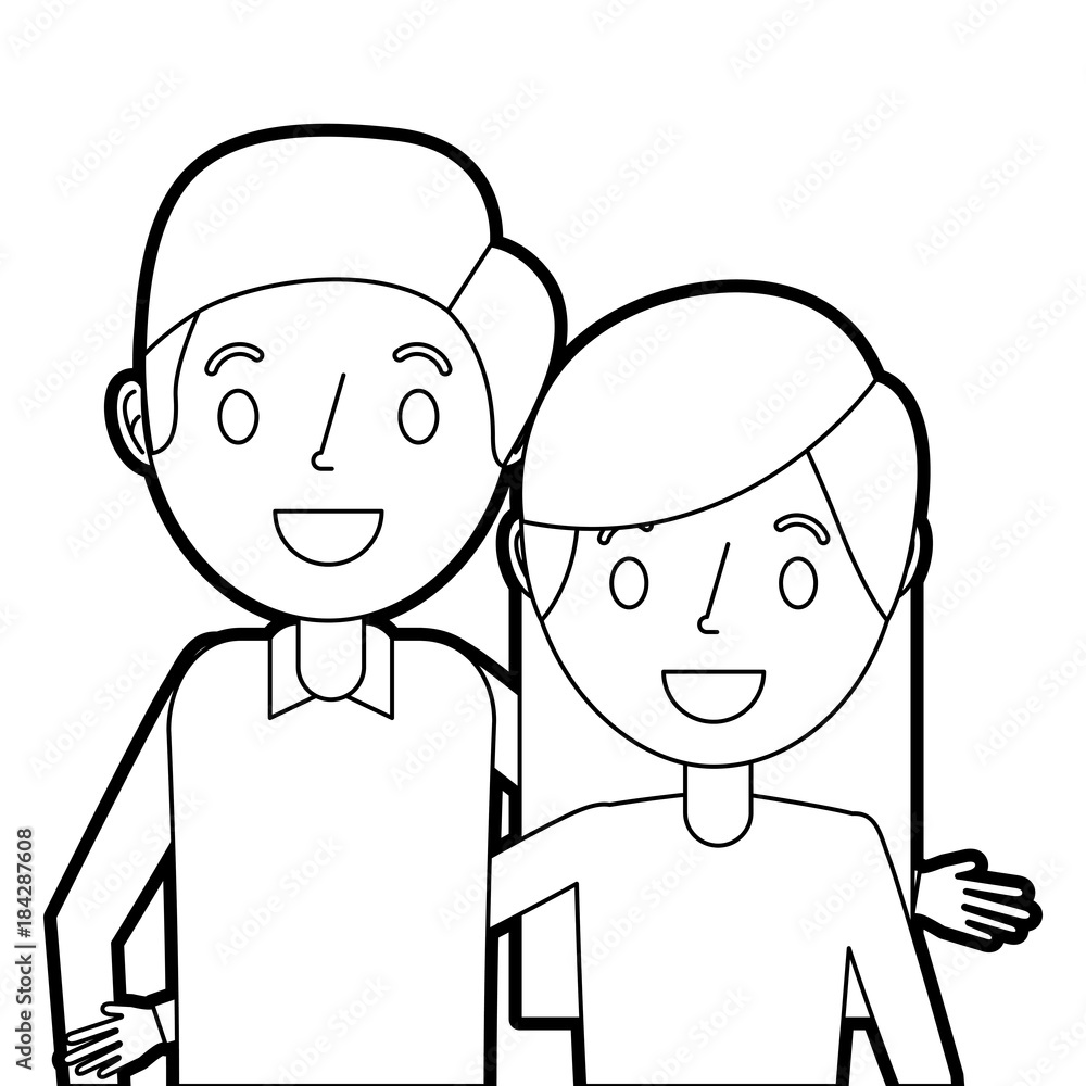 cute couple parents embracing portrait vector illustration cute couple parents embracing portrait vector illustration